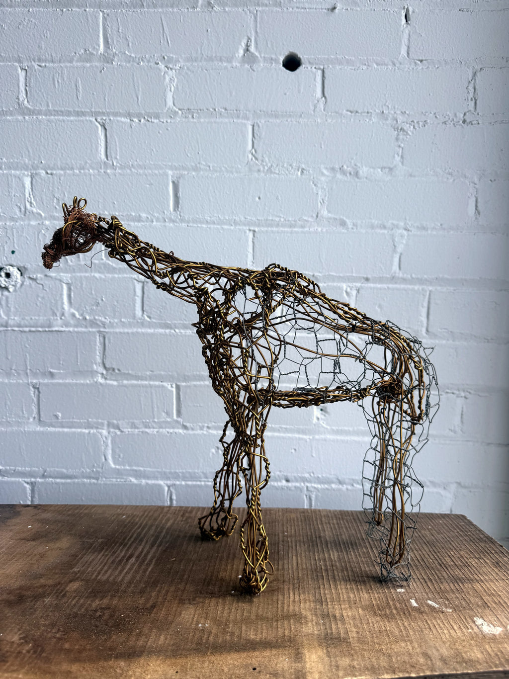 Giraffe — Reclaimed Wire Sculpture by Dennis, Detroit Artist
