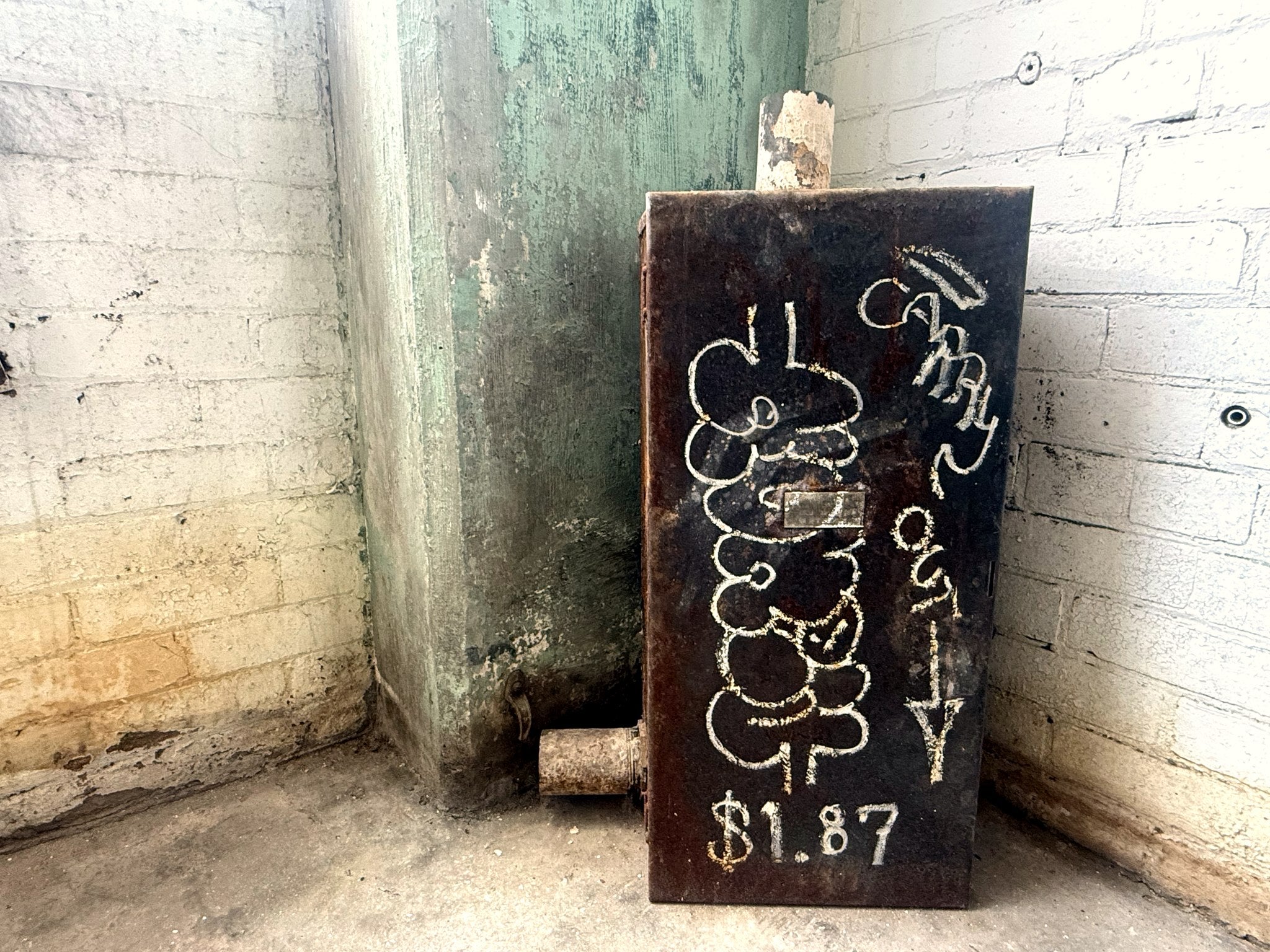 "$1.87" — Found Steel Cabinet with Original Graffiti, Detroit