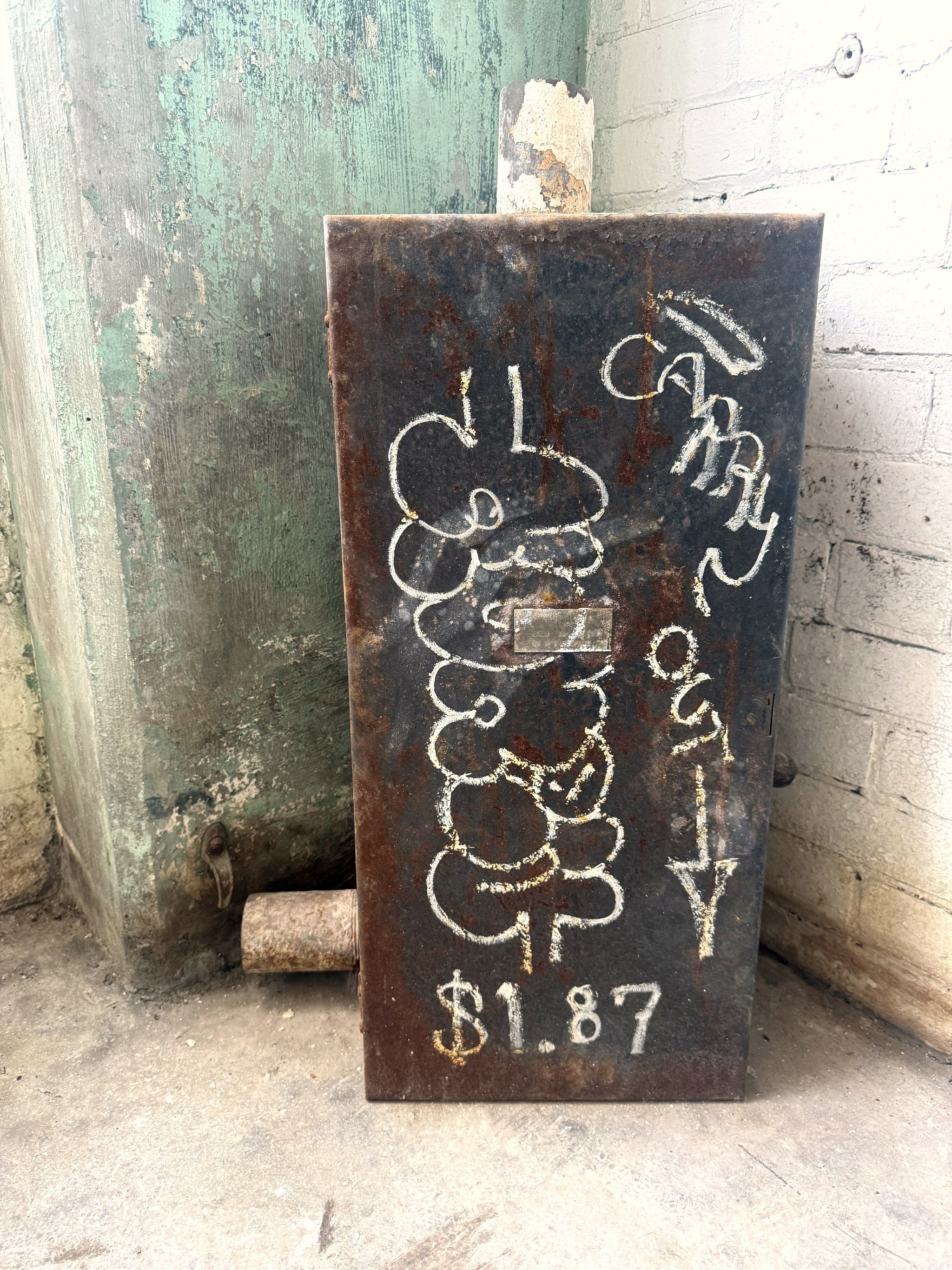 "$1.87" — Found Steel Cabinet with Original Graffiti, Detroit