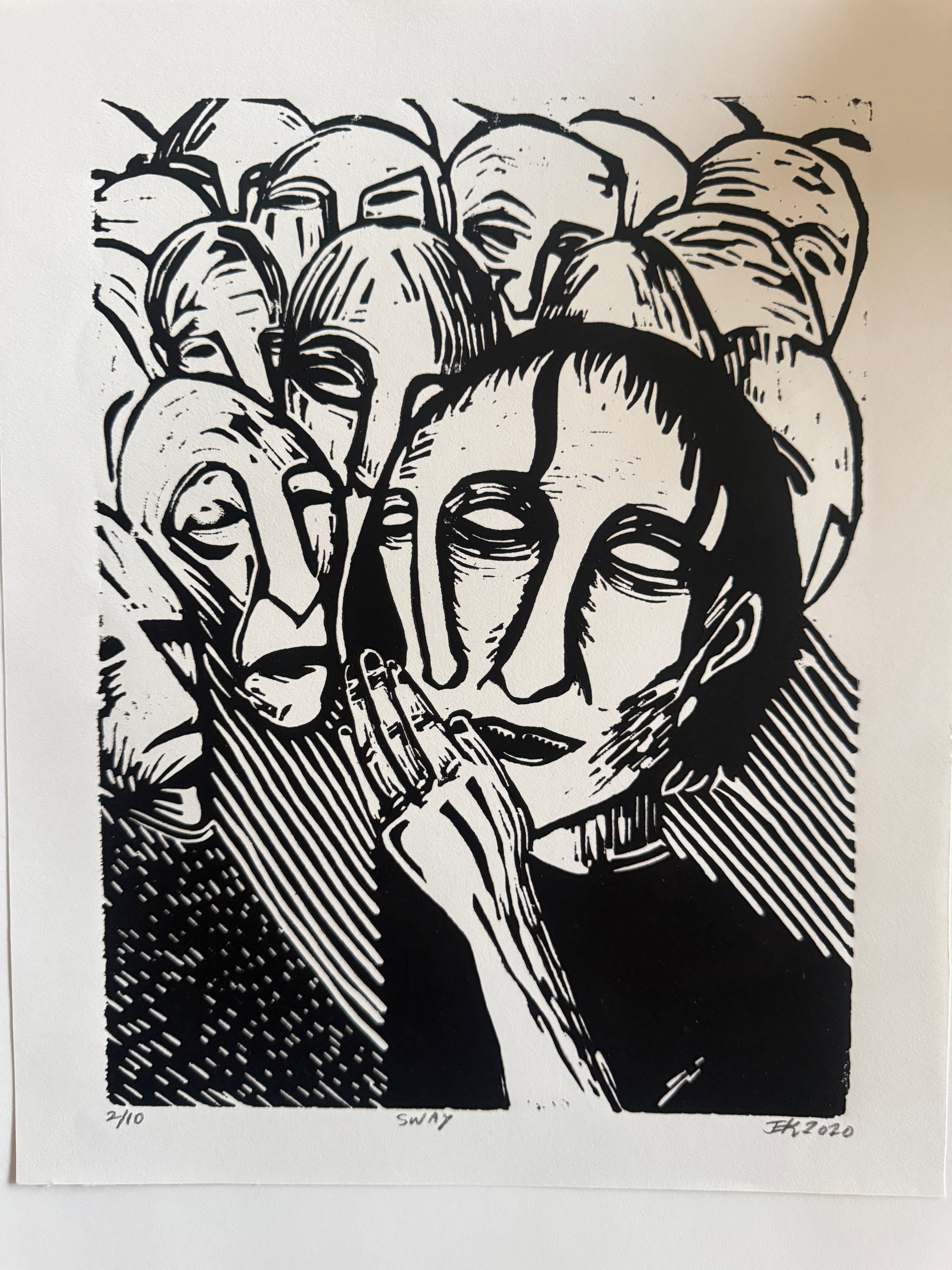 "Sway" — Linocut by Jillian Kron, Signed Edition of 10