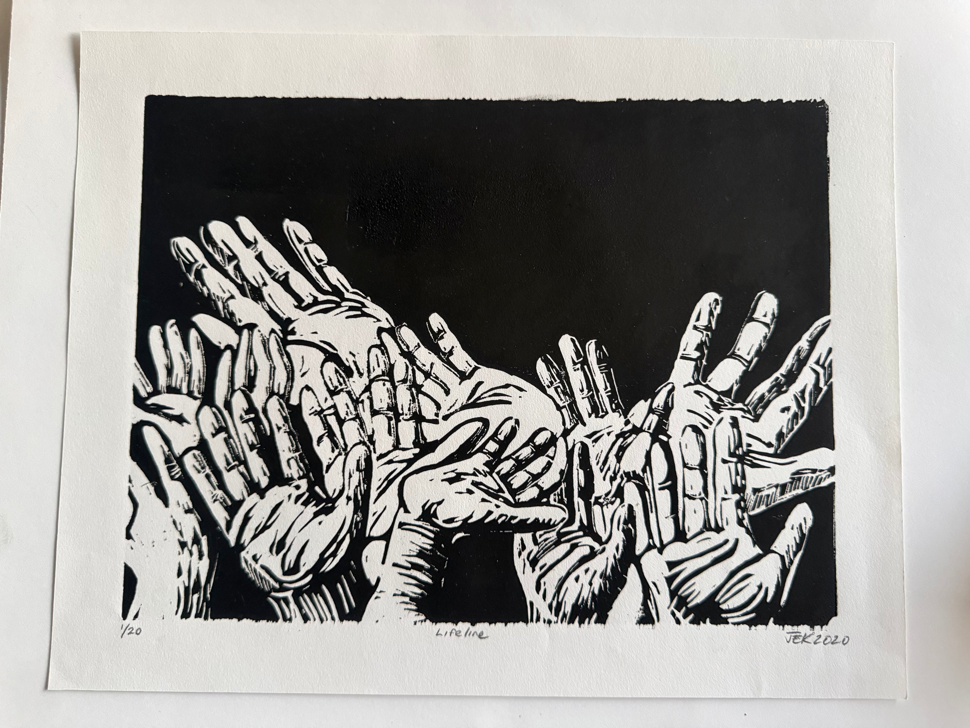 "Lifeline" — Linocut by Jillian Kron, Signed Edition of 20